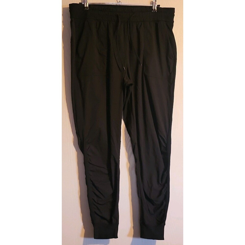 lululemon Women's Black Knit Jogger Pants Drawstring Elastic Waist Size 14